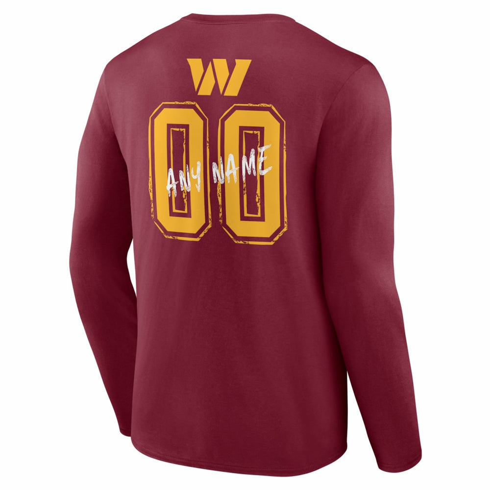 Washington Commanders Hustle Personalized Name & Number Long Sleeve T-Shirt - Burgundy for sale