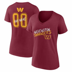 Washington Commanders Women's Hustle Personalized Name & Number V-Neck T-Shirt - Burgundy cheap