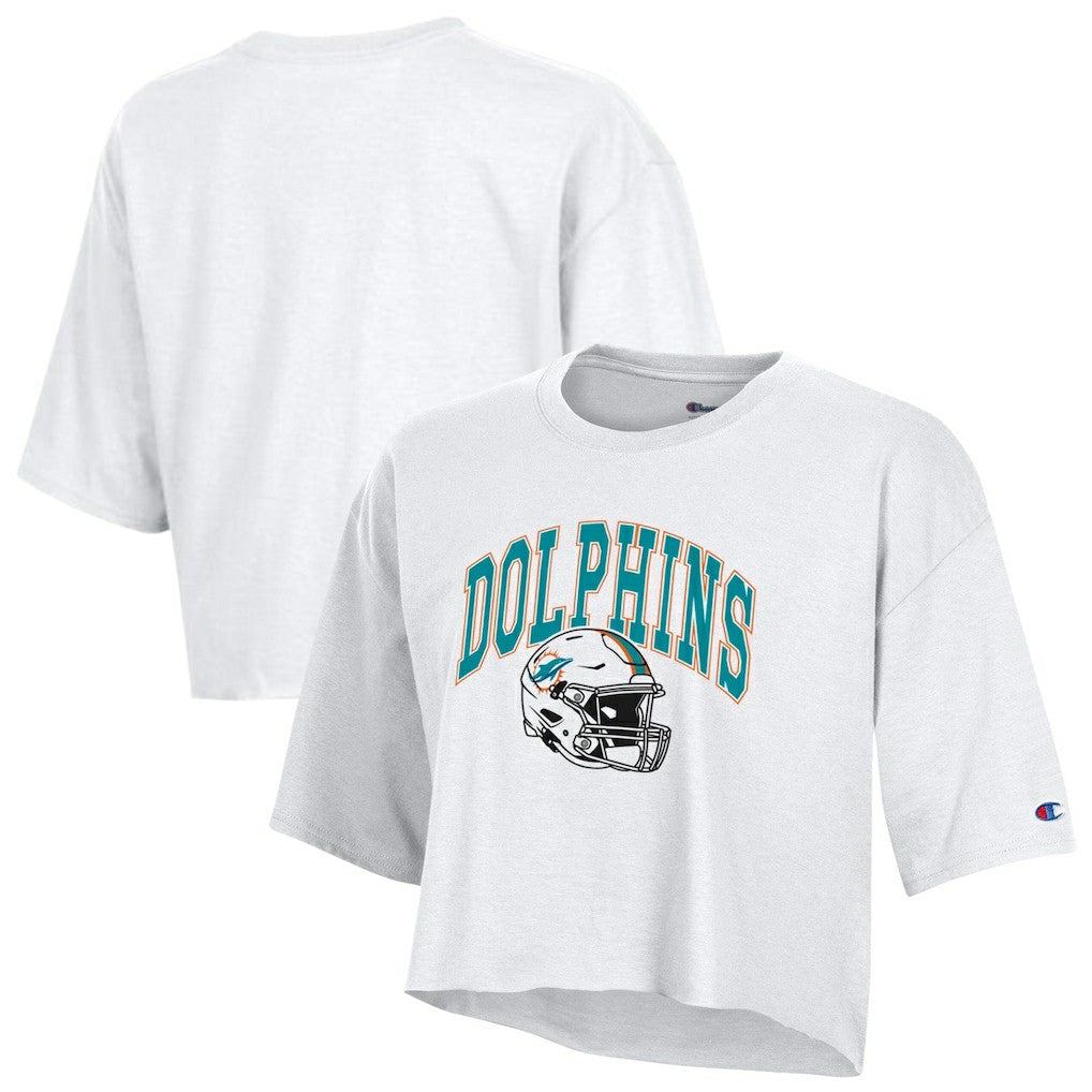 Miami Dolphins Champion Women's Boyfriend Cropped T-Shirt - White discount