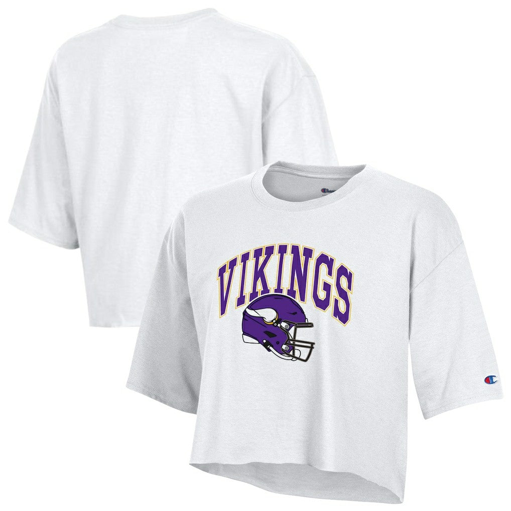Minnesota Vikings Champion Women's Boyfriend Cropped T-Shirt - White on sale