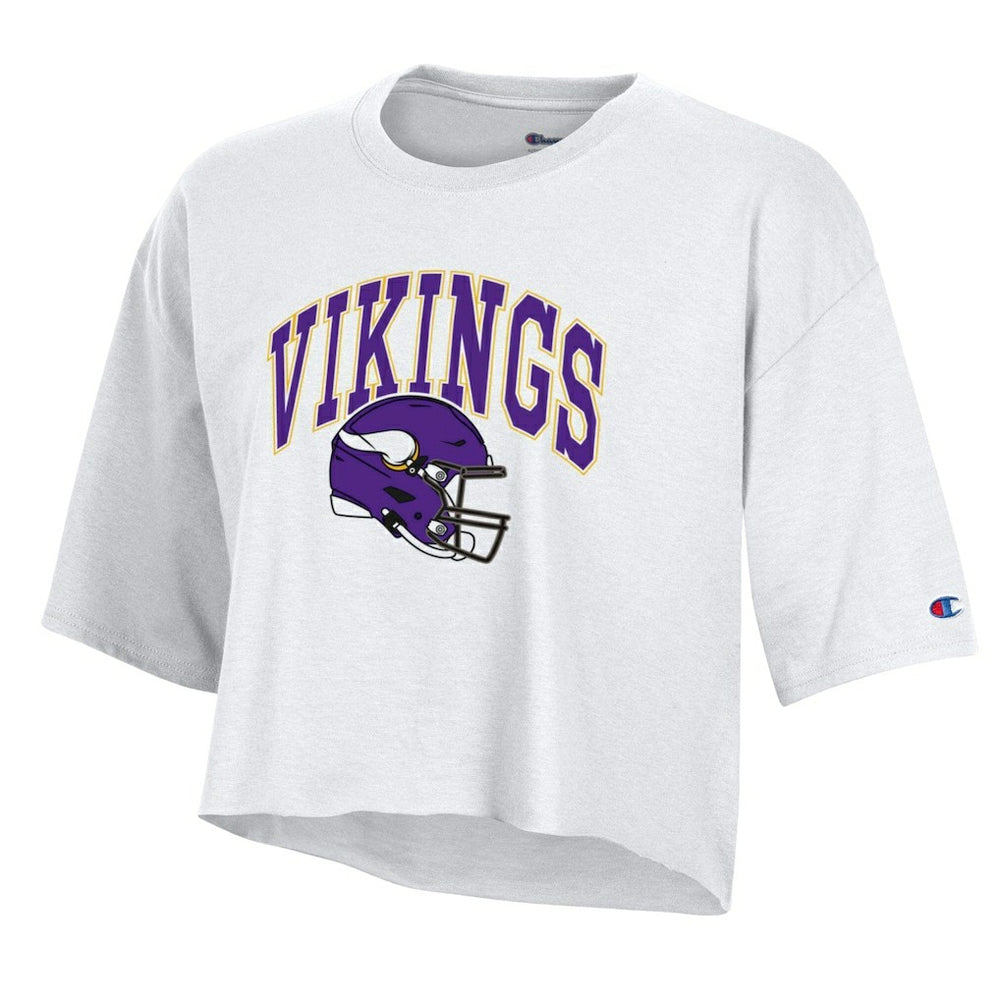 Minnesota Vikings Champion Women's Boyfriend Cropped T-Shirt - White on sale