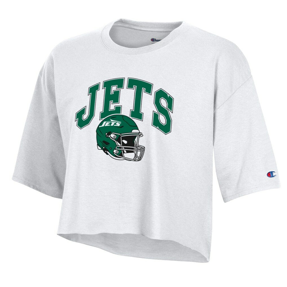 New York Jets Champion Women's Boyfriend Cropped T-Shirt - White sale