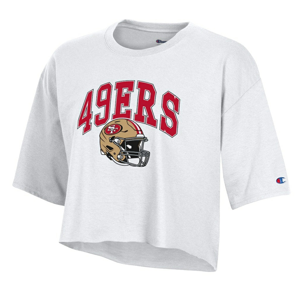 San Francisco 49ers Champion Women's Boyfriend Cropped T-Shirt - White online