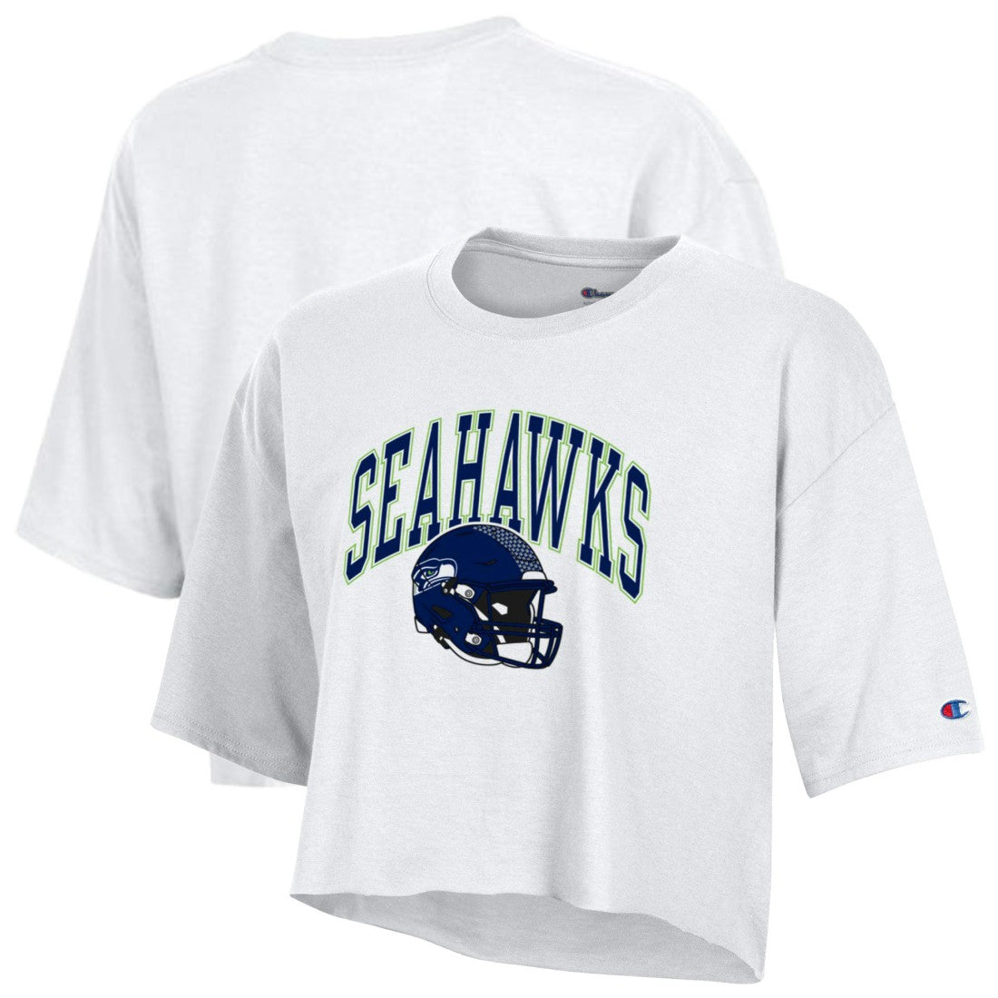 Seattle Seahawks Champion Women's Boyfriend Cropped T-Shirt - White for sale