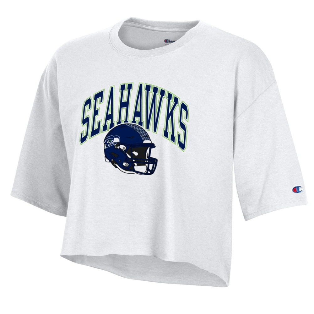 Seattle Seahawks Champion Women's Boyfriend Cropped T-Shirt - White for sale