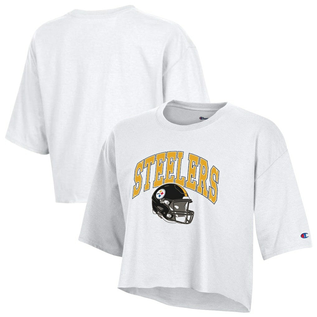 Pittsburgh Steelers Champion Women's Boyfriend Cropped T-Shirt - White discount
