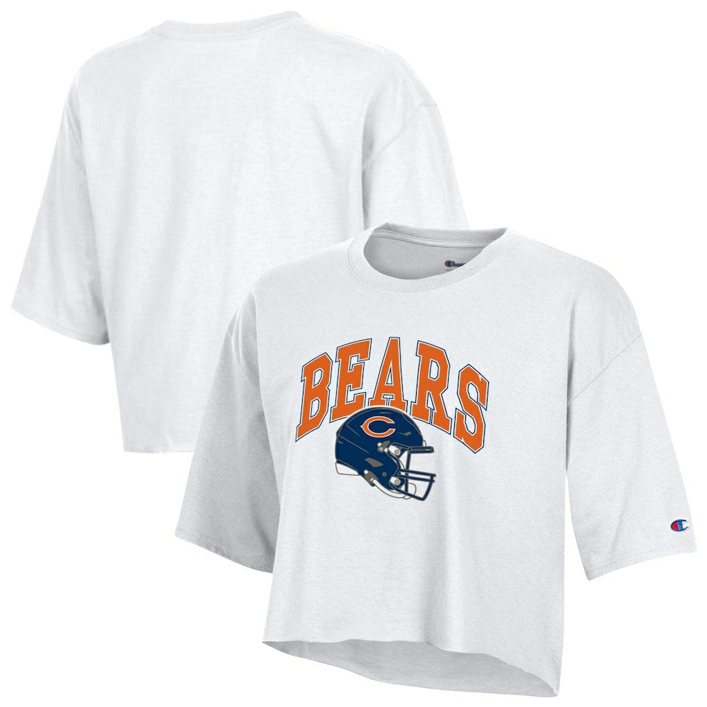Chicago Bears Champion Women's Boyfriend Cropped T-Shirt - White cheap