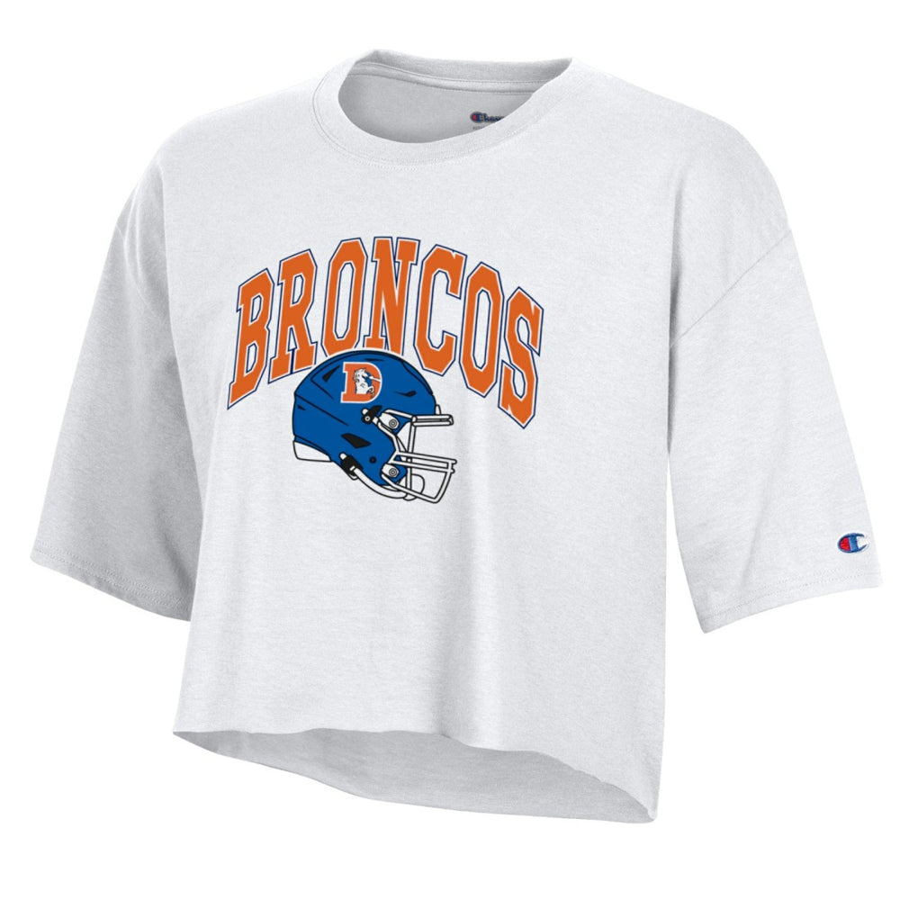 Denver Broncos Champion Women's Boyfriend Cropped T-Shirt - White discount