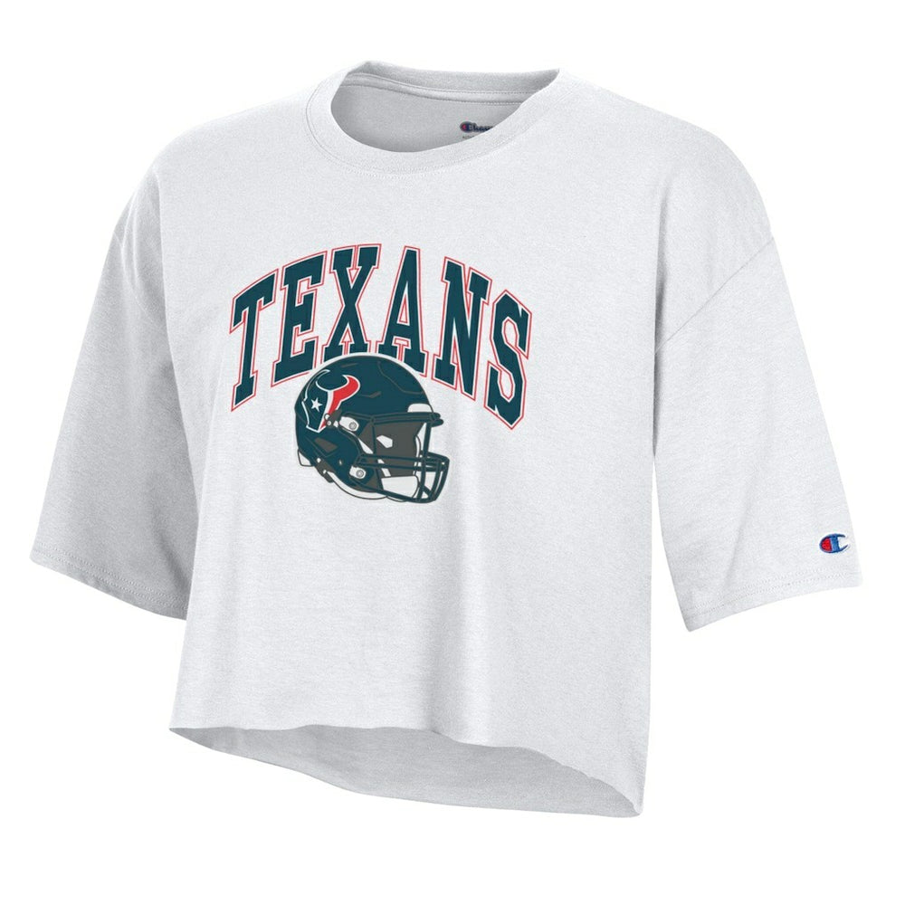 Houston Texans Champion Women's Boyfriend Cropped T-Shirt - White sale