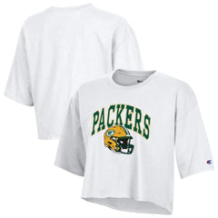 Green Bay Packers Champion Women's Boyfriend Cropped T-Shirt - White sale