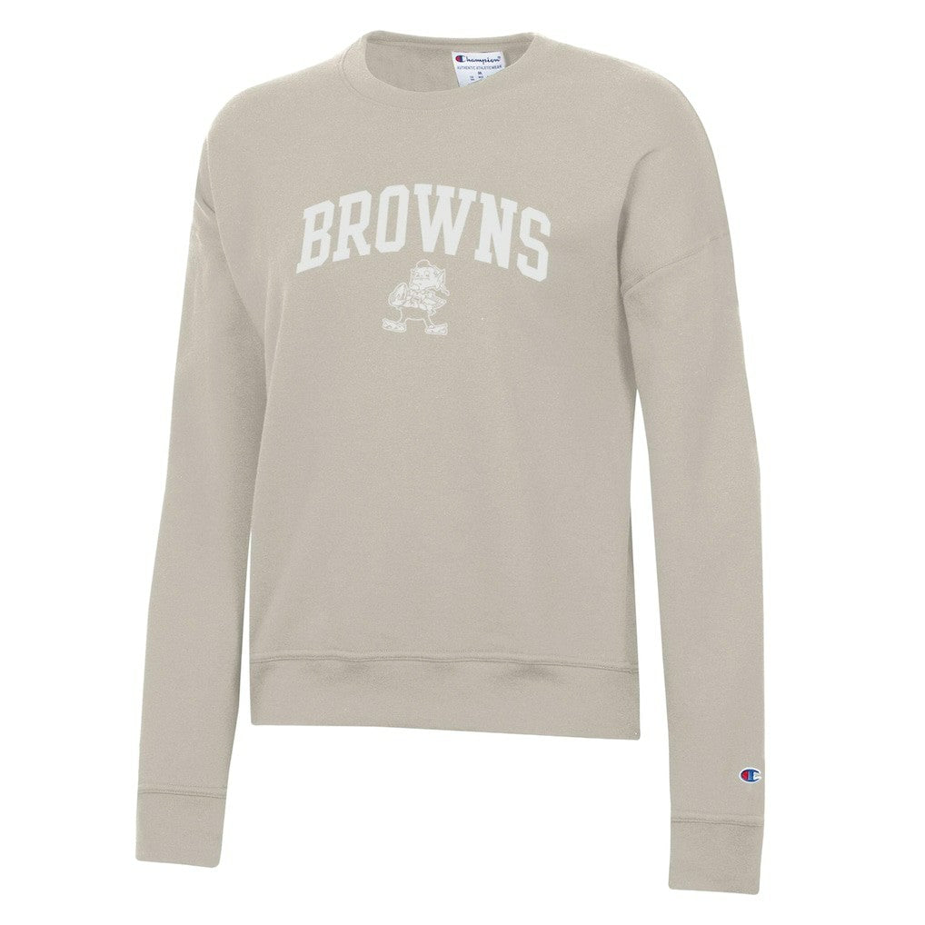 Cleveland Browns Champion Women's Powerblend Cocoa Butter Fleece Sweatshirt - Light Brown on sale