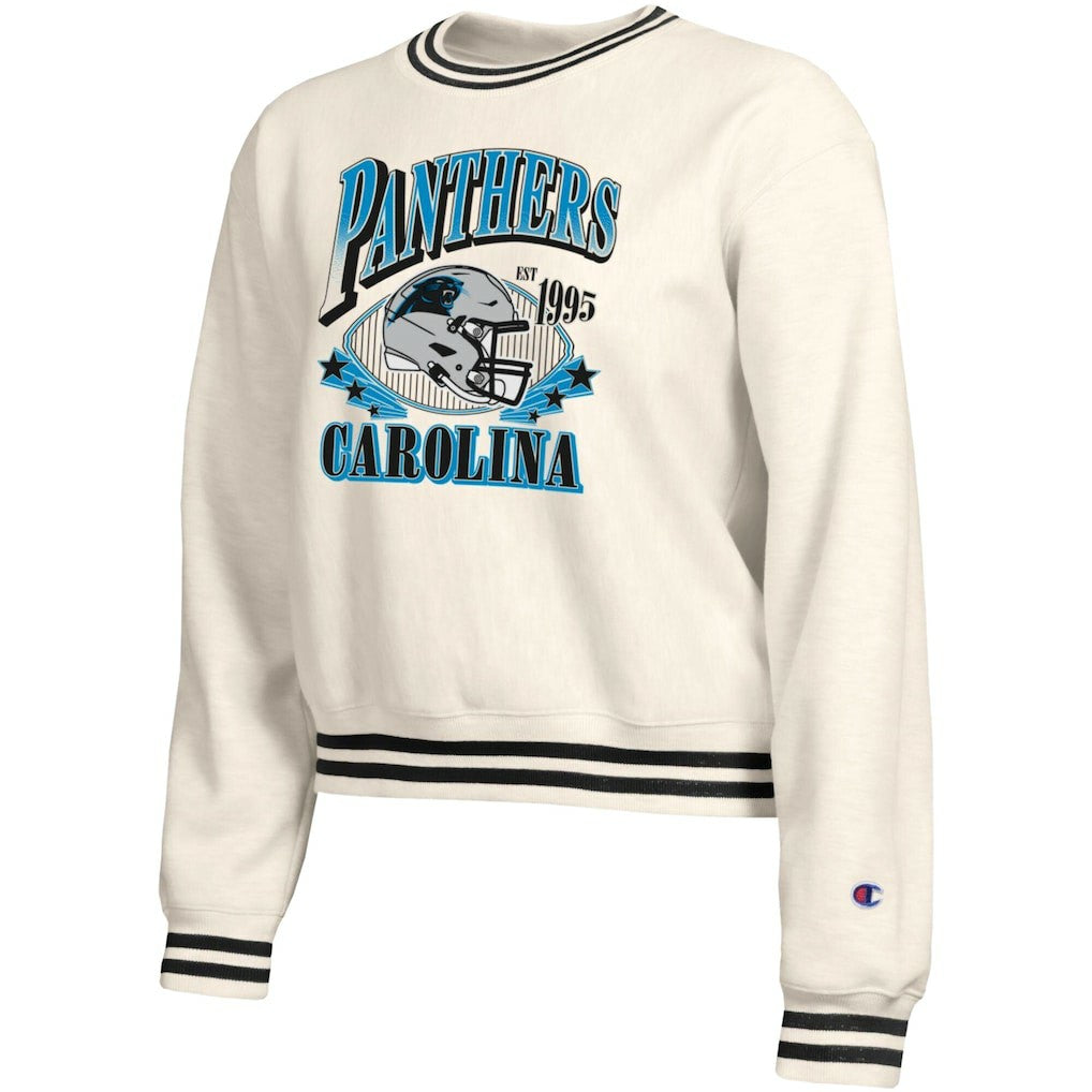 Carolina Panthers Champion Women's Reverse Weave Fleece Sweatshirt - Cream sale