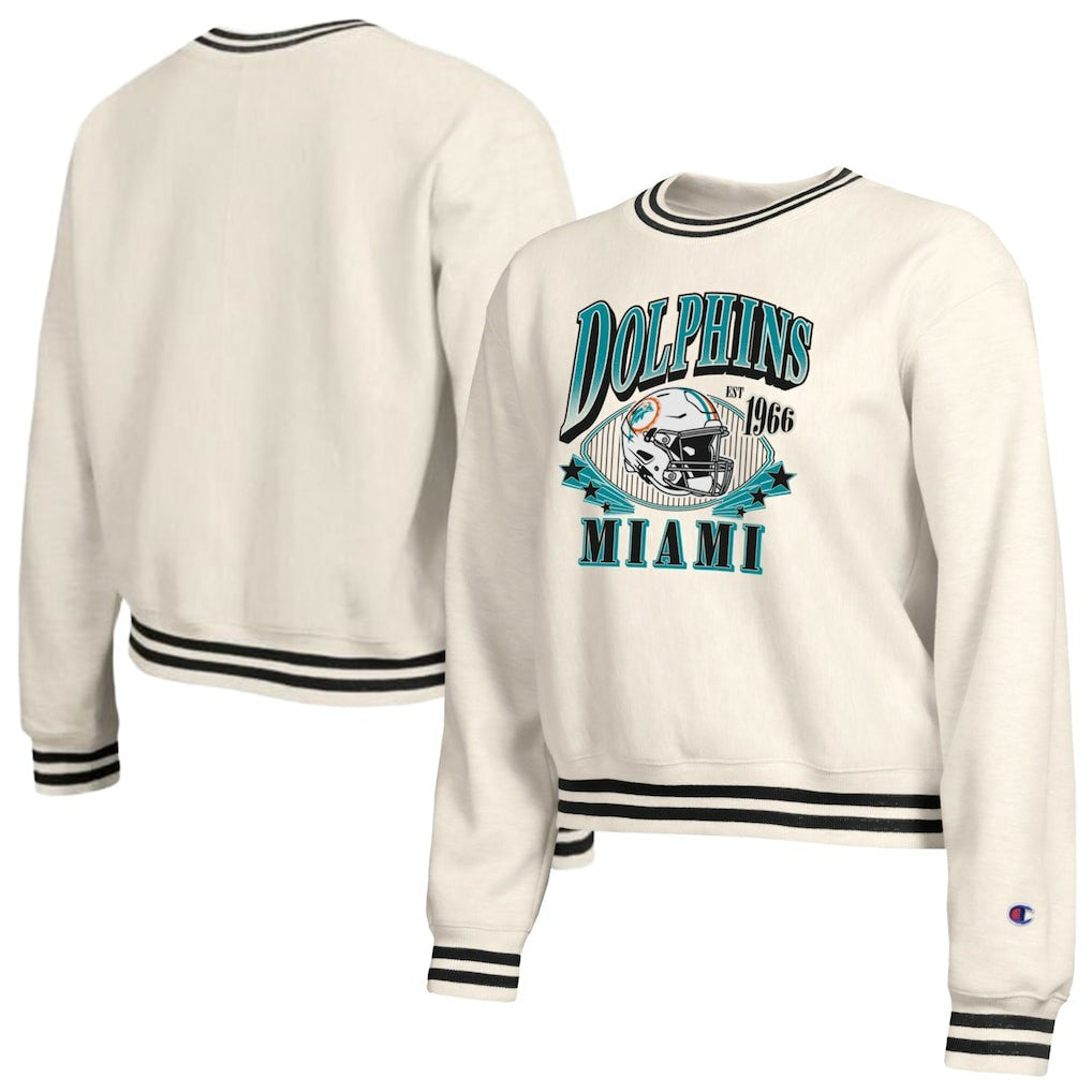 Miami Dolphins Champion Women's Reverse Weave Fleece Sweatshirt - Cream outlet