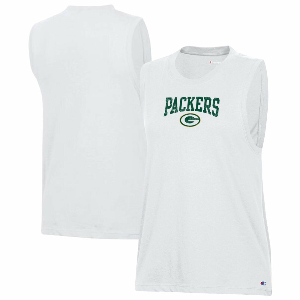 Green Bay Packers Champion Women's Muscle Tank Top - White sale