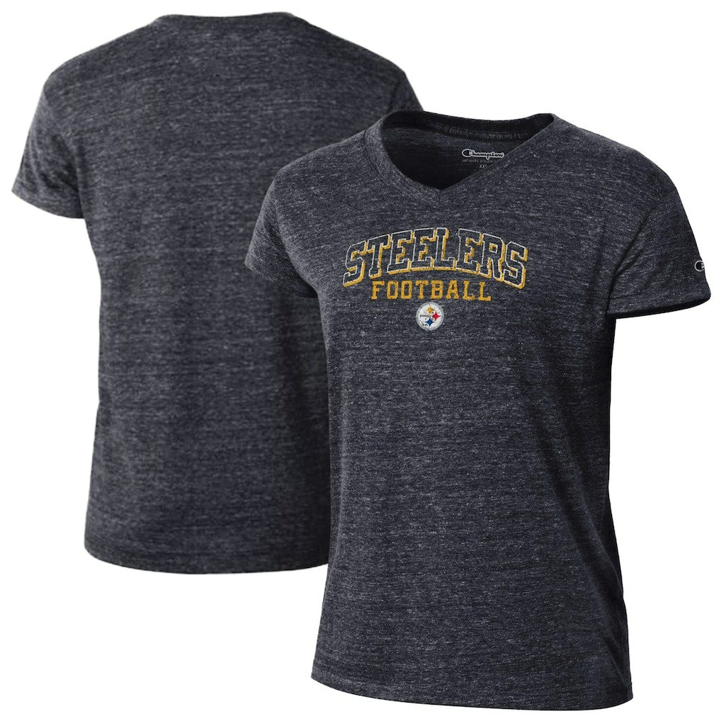 Pittsburgh Steelers Champion Women's Triumph Tri-Blend V-Neck T-Shirt - Black on sale
