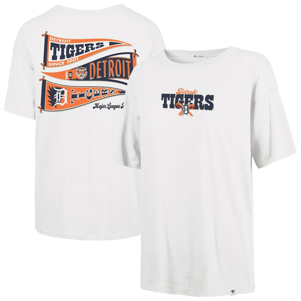 Detroit Tigers Women's Bow & Banner Sadie T-Shirt - Sand | 47 brand