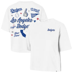 Los Angeles Dodgers Women's Collage Script Reed City T-Shirt - White | 47 brand
