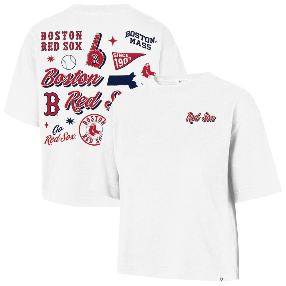 Boston Red Sox Women's Collage Script Reed City T-Shirt - White | 47 brand