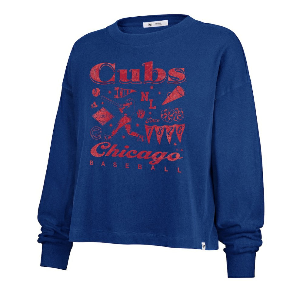 Chicago Cubs Women's Team Collage Sydney Long Sleeve T-Shirt - Royal | 47 brand