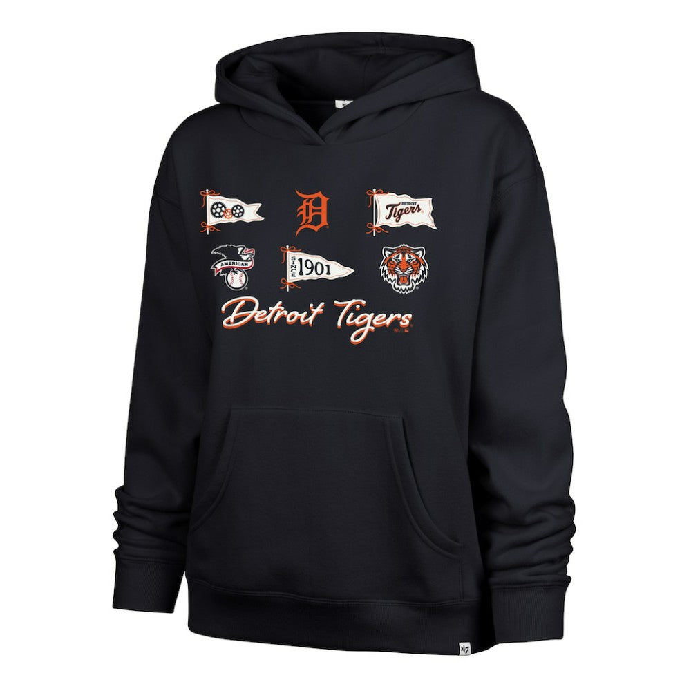 Detroit Tigers Women's Bow & Banners Naomi Hoodie - Navy | 47 brand