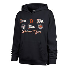 Detroit Tigers Women's Bow & Banners Naomi Hoodie - Navy | 47 brand