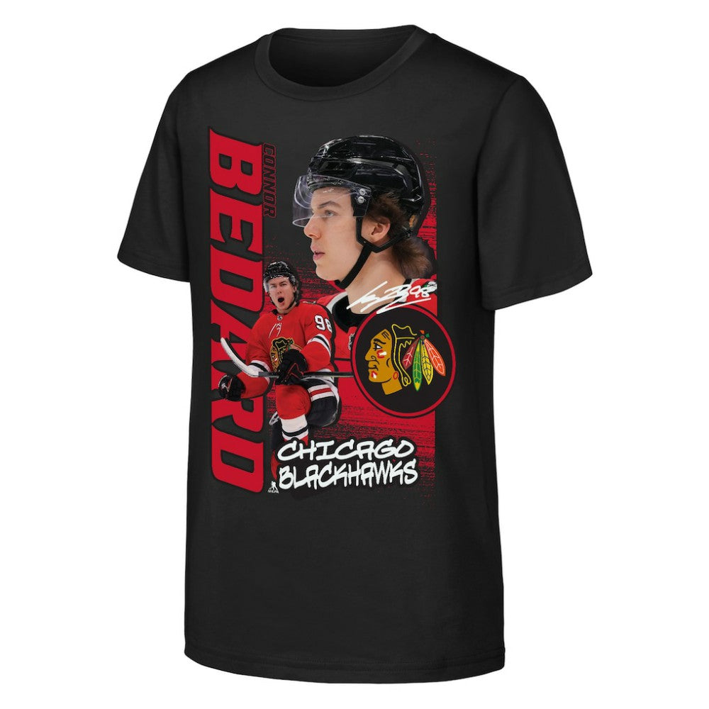 Connor Bedard Chicago Blackhawks Outerstuff Youth Playmaker T-Shirt Black