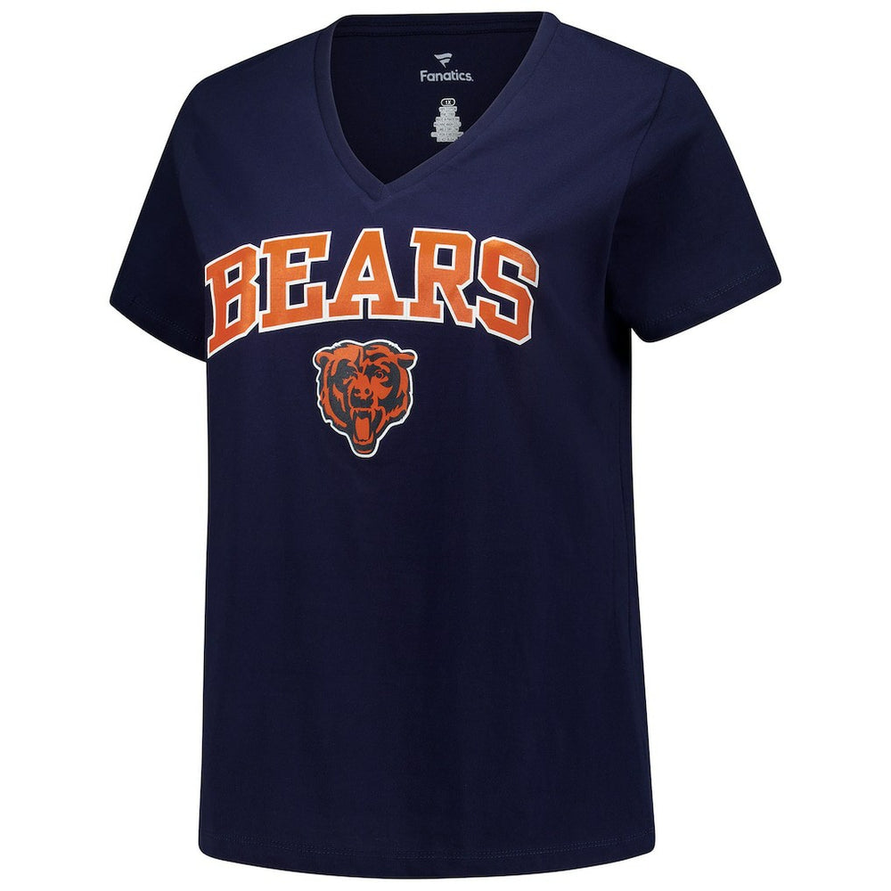 Chicago Bears Women's Plus Size Arch Over Logo V-Neck T-Shirt - Navy cheap