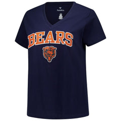 Chicago Bears Women's Plus Size Arch Over Logo V-Neck T-Shirt - Navy cheap