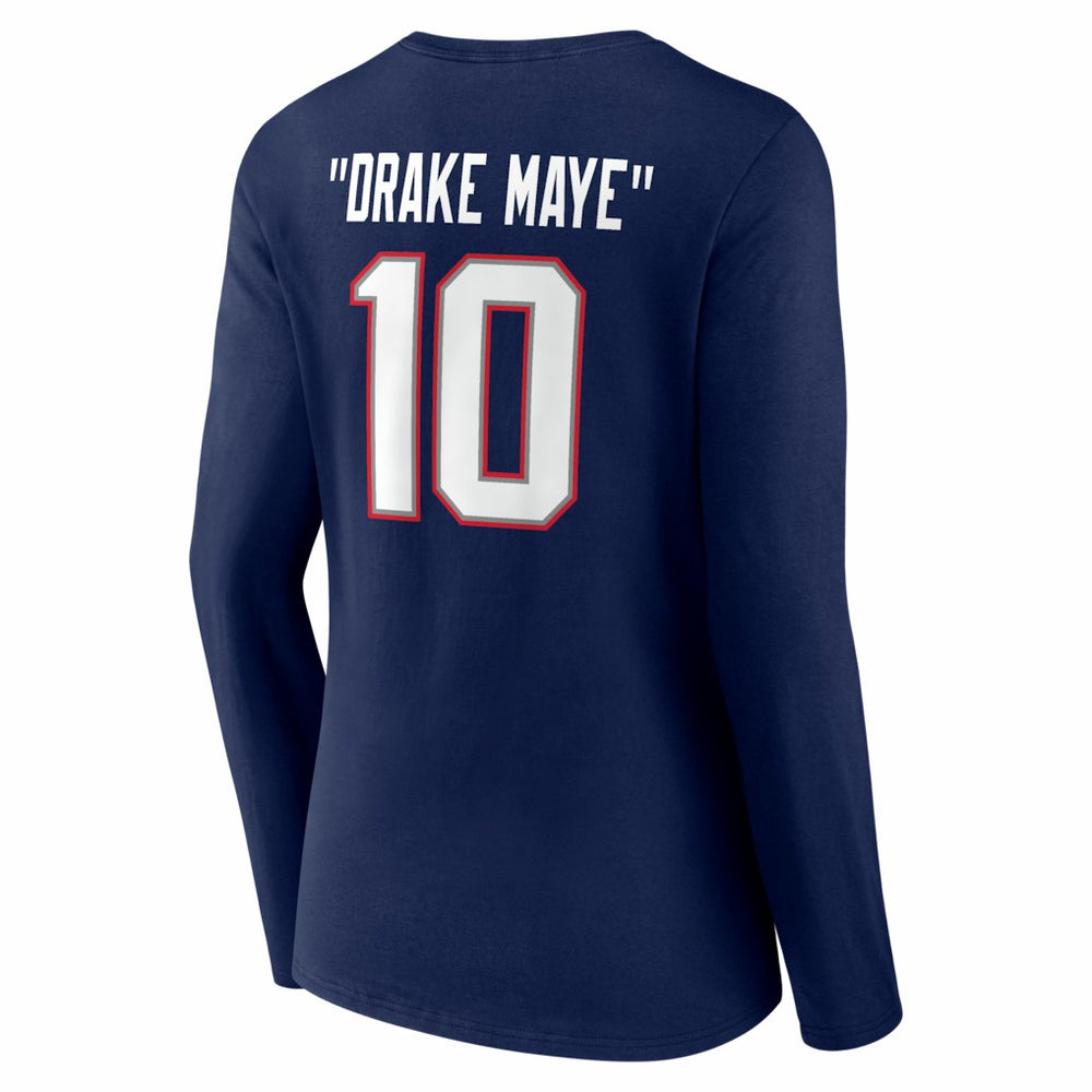 Drake Maye New England Patriots Women's Nickname V-Neck Long Sleeve T-Shirt - Navy online