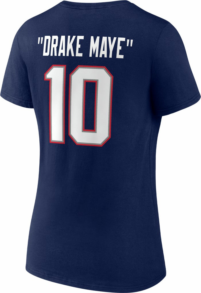 Drake Maye New England Patriots Women's Nickname V-Neck T-Shirt - Navy outlet