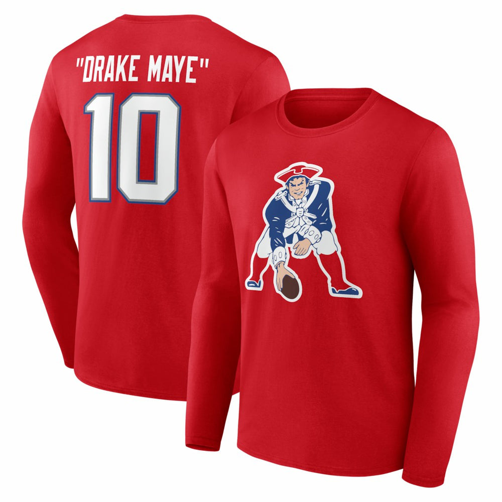 Drake Maye New England Patriots Nickname Long Sleeve T-Shirt - Red on sale