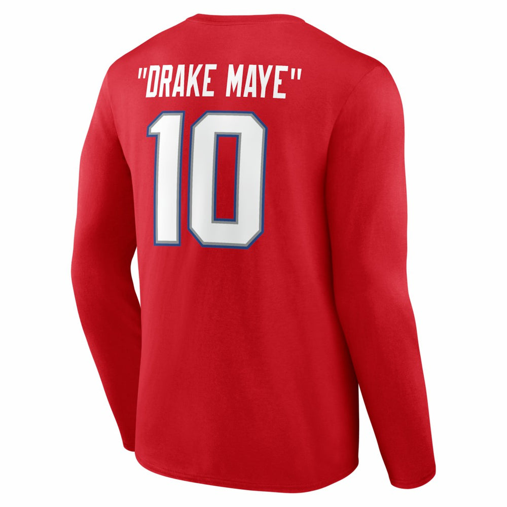 Drake Maye New England Patriots Nickname Long Sleeve T-Shirt - Red on sale