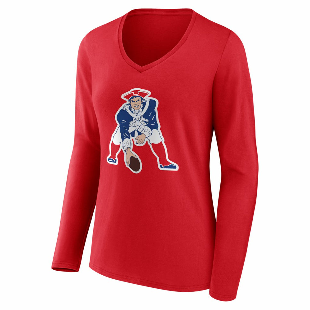 Drake Maye New England Patriots Women's Nickname V-Neck Long Sleeve T-Shirt - Red cheap