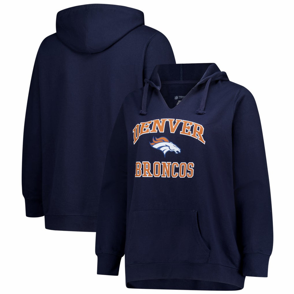 Denver Broncos Women's Plus Size Heart & Soul Notch Neck Hoodie - Navy outlet
