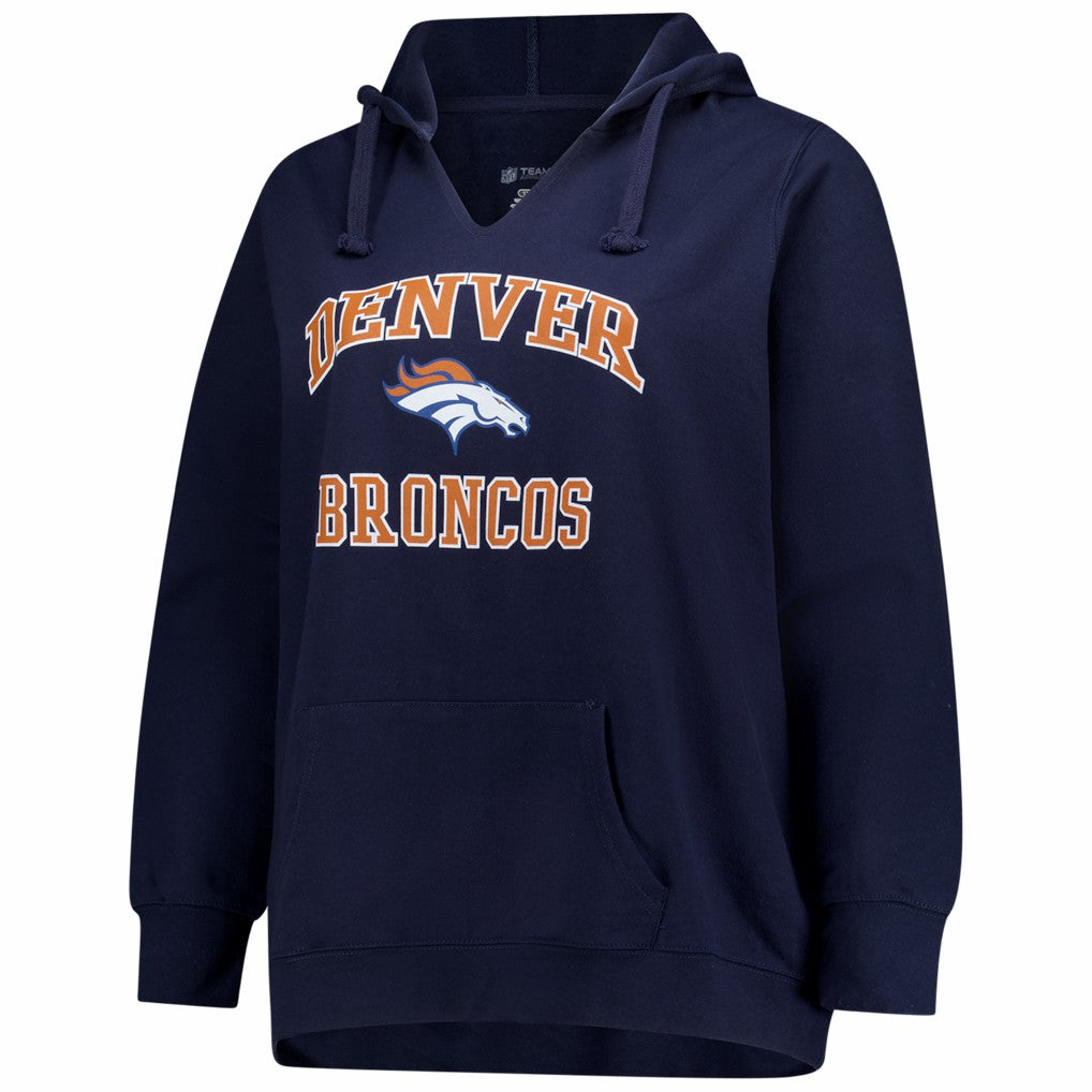 Denver Broncos Women's Plus Size Heart & Soul Notch Neck Hoodie - Navy outlet