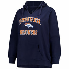 Denver Broncos Women's Plus Size Heart & Soul Notch Neck Hoodie - Navy outlet