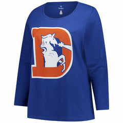 Denver Broncos Women's Plus Size Primary Logo Long Sleeve Scoop Neck T-Shirt - Royal outlet