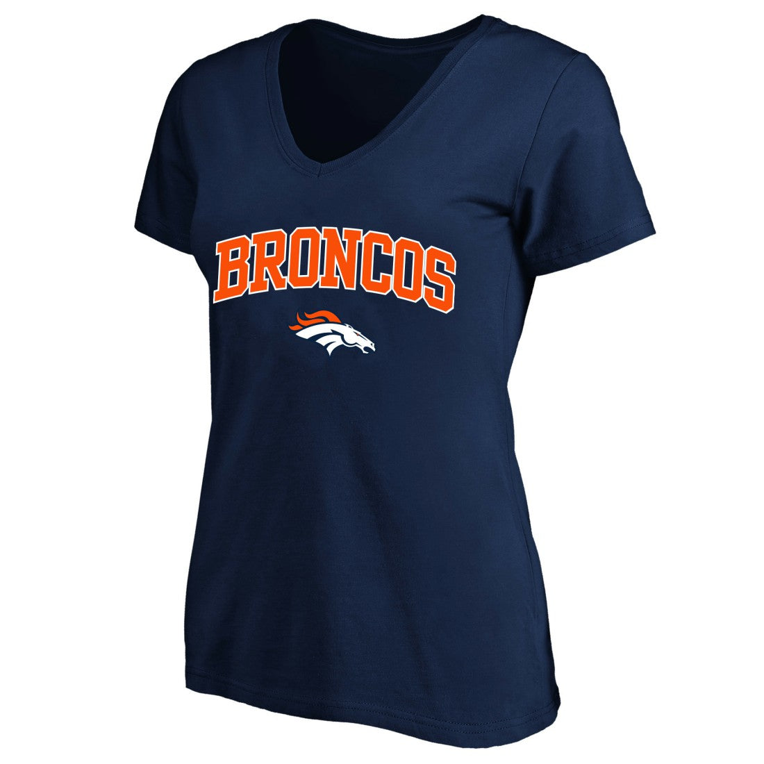 Denver Broncos Women's Plus Size Arch Over Logo V-Neck T-Shirt - Navy online