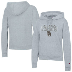 San Diego Padres Champion Women's Distressed Powerblend Hoodie - Heather Gray