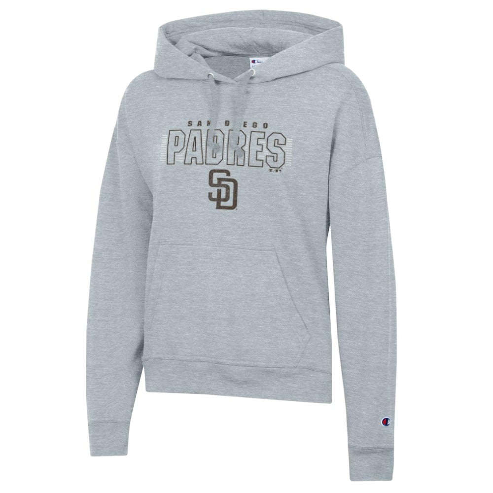 San Diego Padres Champion Women's Distressed Powerblend Hoodie - Heather Gray