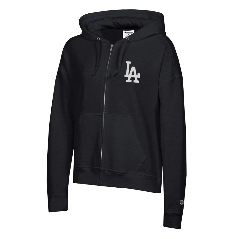 Los Angeles Dodgers Champion Women's Powerblend Fleece Full-Zip Hoodie - Black