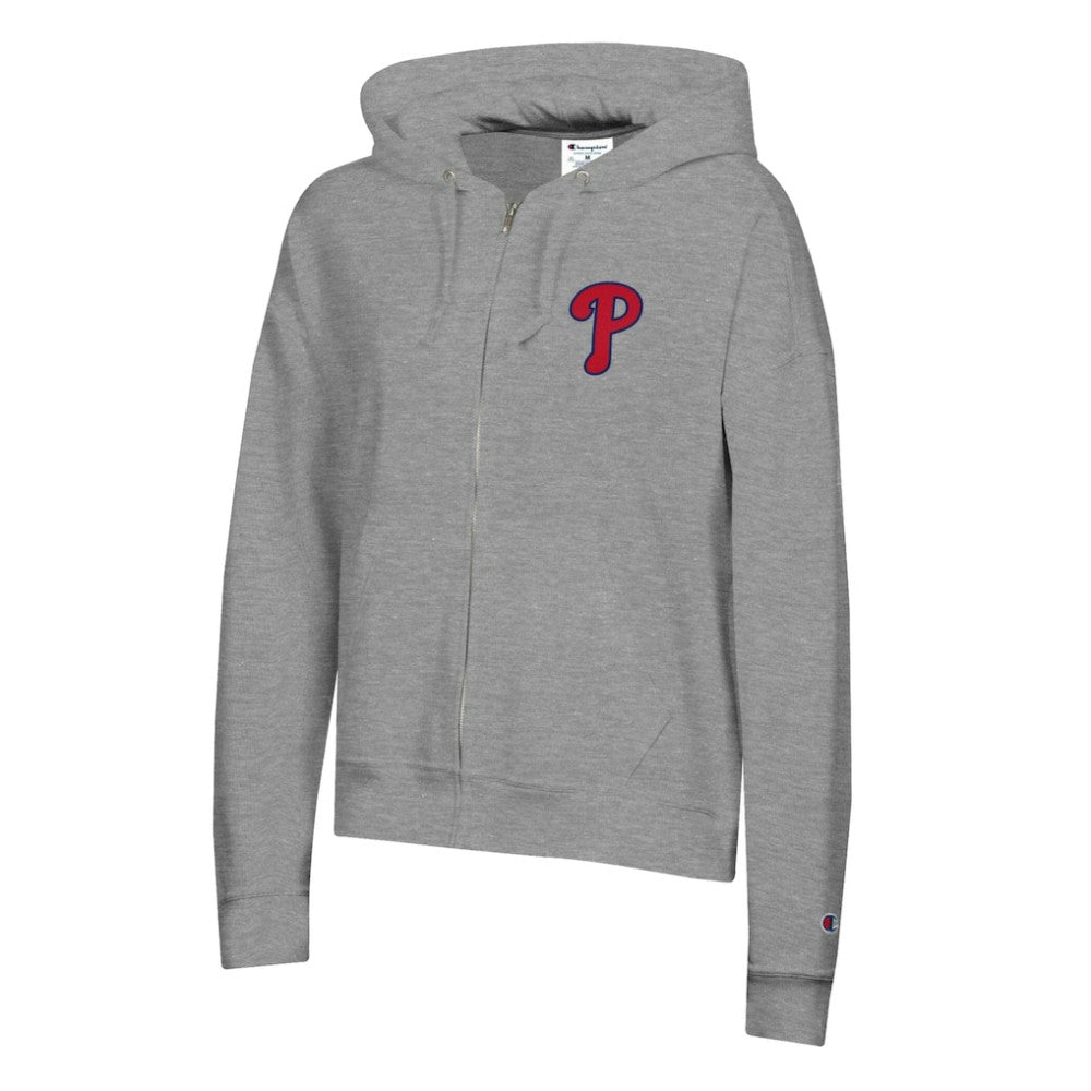 Philadelphia Phillies Champion Women's Powerblend Fleece Full-Zip Hoodie - Heather Gray