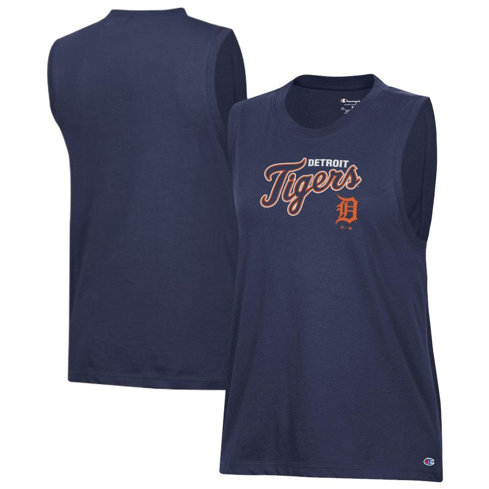 Detroit Tigers Champion Women's Muscle Tank Top - Navy
