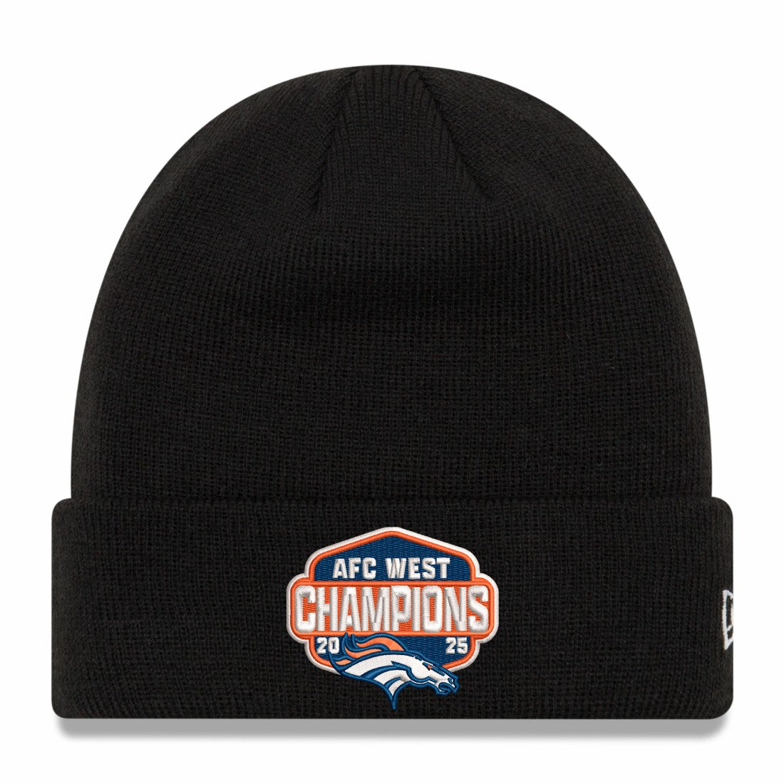 Denver Broncos New Era 2025 AFC West Division Champions Cuffed Knit Hat - Black for sale