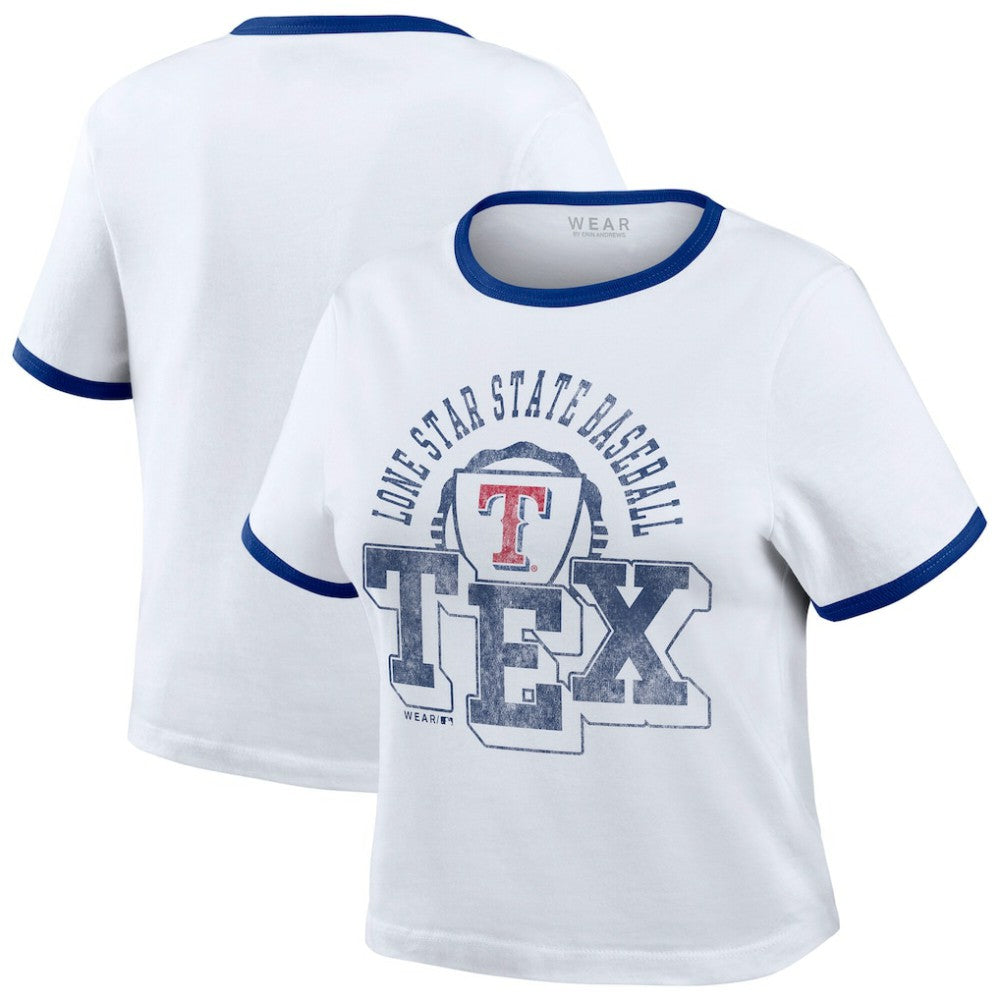 Texas Rangers WEAR by Erin Andrews Women's Ringer Baby T-Shirt - White