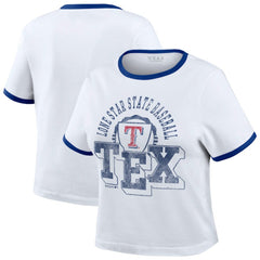 Texas Rangers WEAR by Erin Andrews Women's Ringer Baby T-Shirt - White
