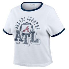 Atlanta Braves WEAR by Erin Andrews Women's Ringer Baby T-Shirt - White