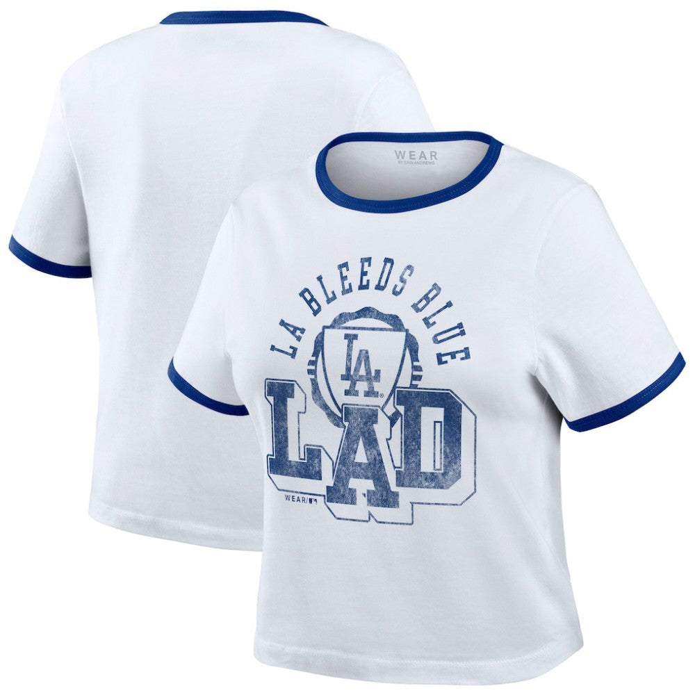 Los Angeles Dodgers WEAR by Erin Andrews Women's Ringer Baby T-Shirt - White