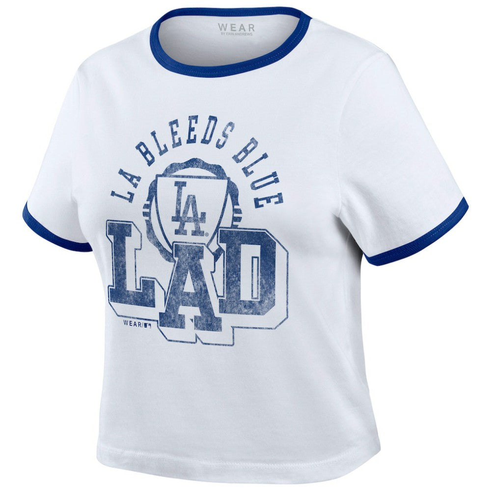 Los Angeles Dodgers WEAR by Erin Andrews Women's Ringer Baby T-Shirt - White