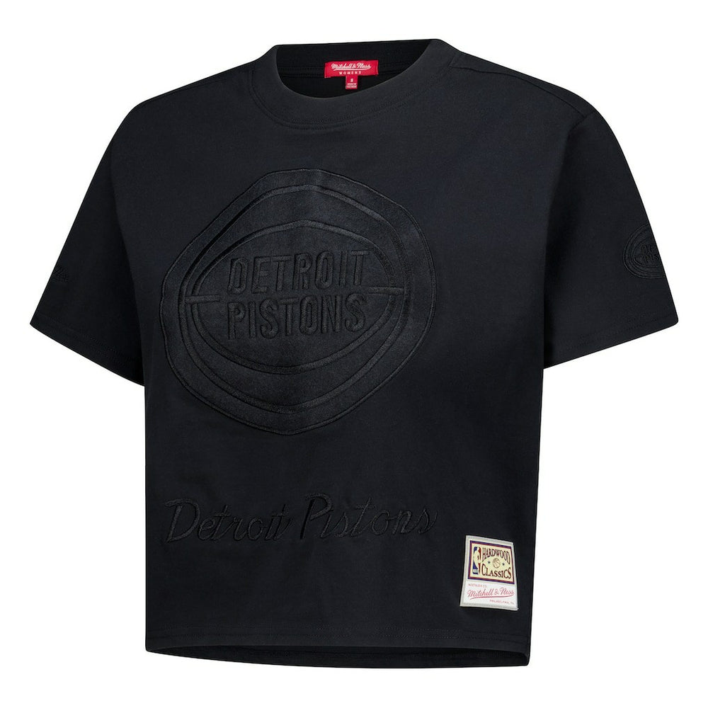 Detroit Pistons Women's Phantom Cropped T-Shirt sale - Black | Mitchell & Ness discount